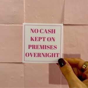 No Cash Sticker - Pink and White